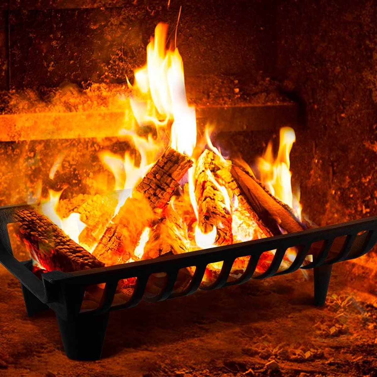 Amagabeli Grille de cheminée Support à Wood de chauffage Cast Iron