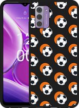 Cazy Hoesje Zwart geschikt voor Nokia G42 Soccer Ball Orange