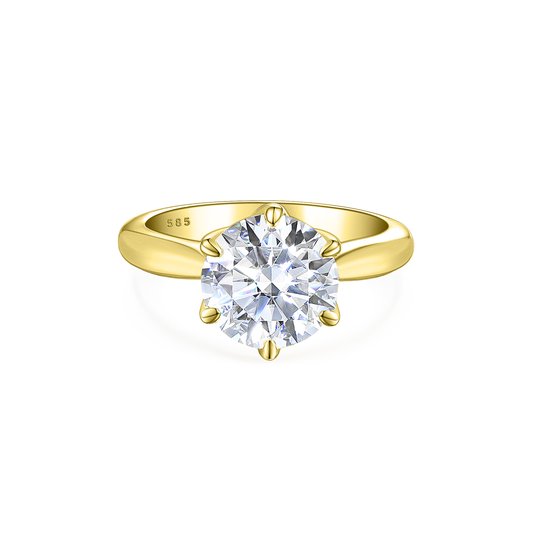 Yulia - 14k Geelgouden Solitair Moissanite Ring in Tulpenzetting - 3 karaat