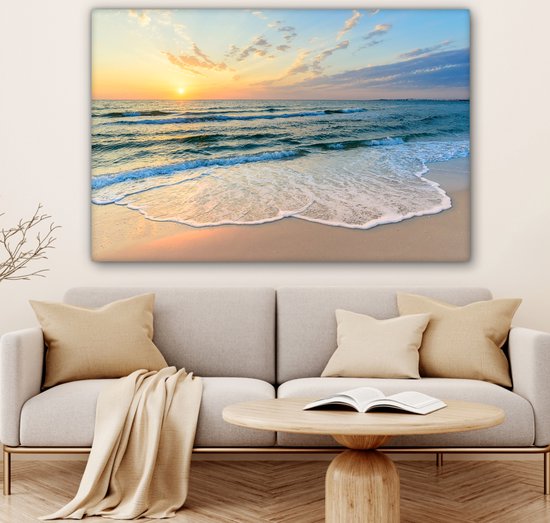 Tableau toile plage et mer 140x90 - Accessoires de décoration de chambre - Peintures salon nature - Décoration murale chambre - Décoration murale cuisine - Toile murale intérieur - Décoration maison - Accessoires de maison