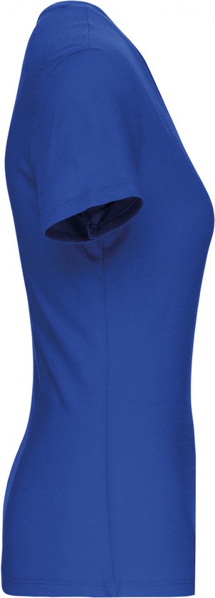 T-shirt Dames XL Kariban V-hals Korte mouw Light Royal Blue 100% Katoen