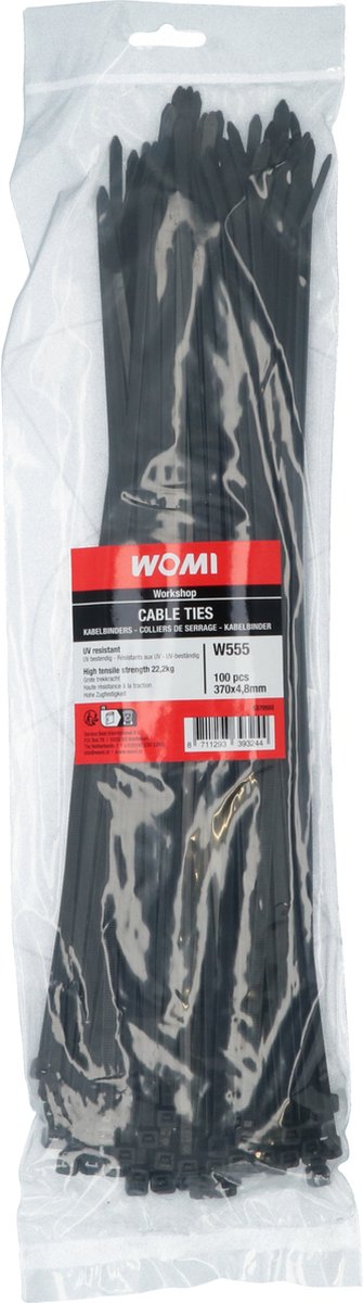 Womi Kabelbinders 370x4.8mm zwart 100 stuks