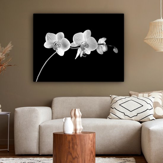 Canvas schilderij 120x90 cm - Wanddecoratie Orchidee - Bloemen - Zwart - Roze - Knoppen - Muurdecoratie woonkamer - Slaapkamer decoratie - Kamer accessoires - Schilderijen op canvas