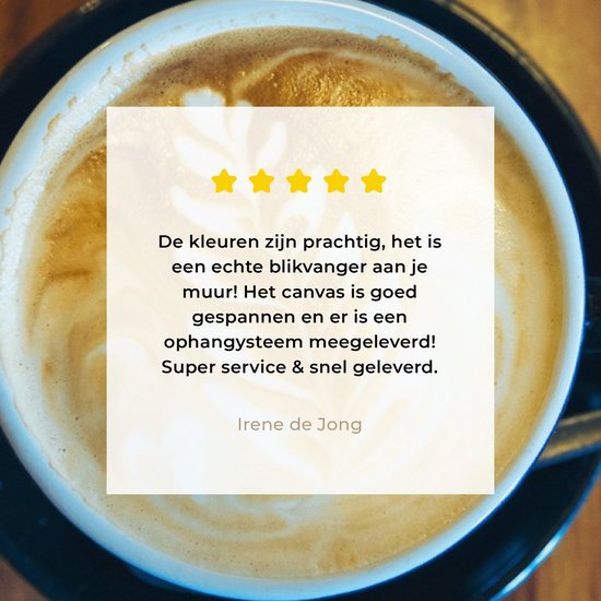 Canvas Schilderij Koffie - Tafel - Hout - 60x40 cm - Wanddecoratie