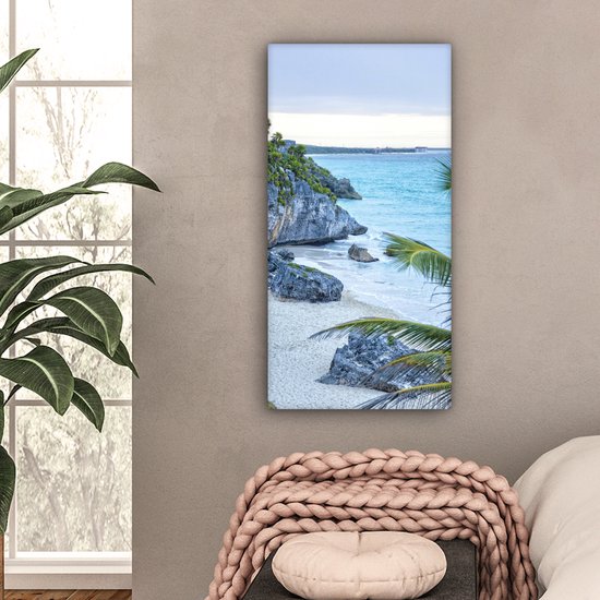Tableau sur toile Tulum l'ancienne ville portuaire sur la mer des Caraïbes au Mexique - 40x80 cm - Décoration murale