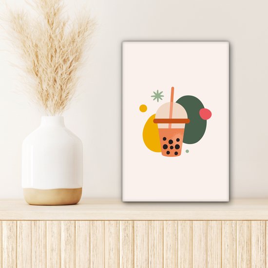 Toile Peinture Été - Couleurs - Bubble Tea - 20x30 cm - Décoration murale