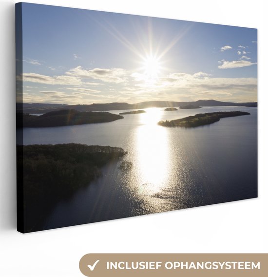 Le soleil brille sur le Loch Lomond en Ecosse Toile 120x80 cm - Tirage photo sur toile (Décoration murale salon / chambre)