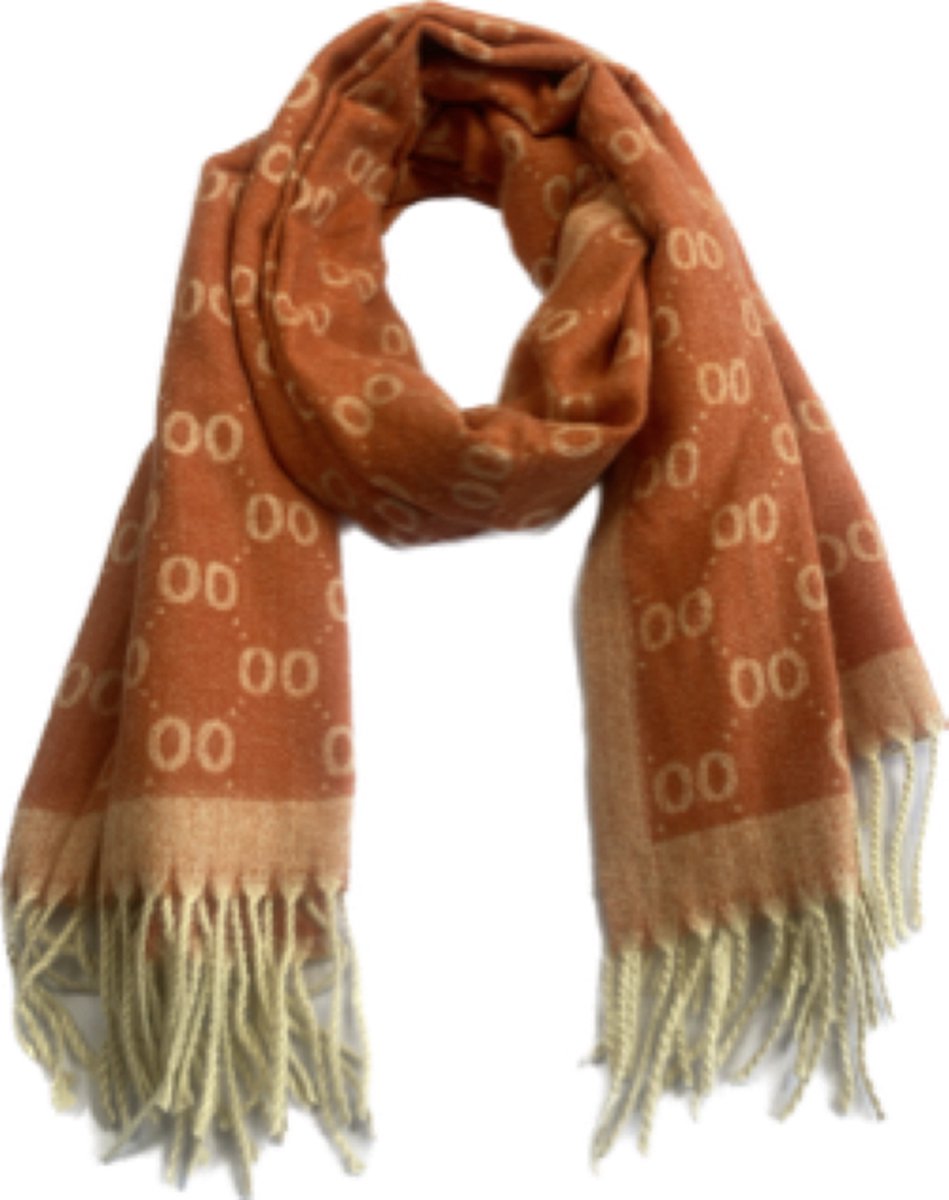 Wintersjaal met print en franje in 7 kleuren