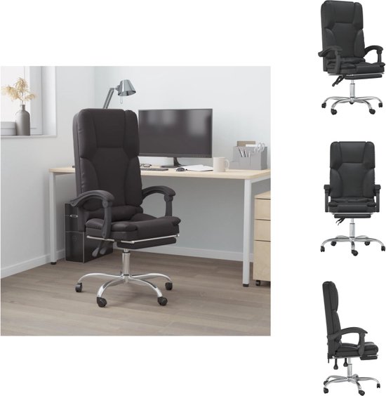 vidaXL Verstelbare Bureaustoel - Massagefunctie - Zwart - 63 x 56 x (110.5-120) cm - vidaXL - Bureaustoel