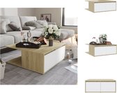 vidaXL Salontafel - eenvoudige woonkamertafel - Wit/sonoma eiken - 80x80x31cm - Stabiel en duurzaam - Tafel