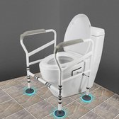 Toiletsteunframe - WC Steunhulp - Toiletframe - Antislip - opsta hulp - Instelbare Hoogte en Breedte - Toilethulp - Wit