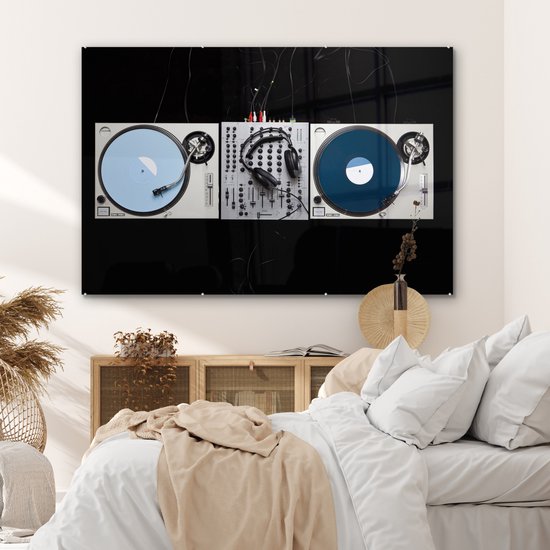 ® Glasschilderij 150x100 cm - Schilderij acrylglas - Mengpaneel op een zwarte achtergrond - Foto op glas - Muurdecoratie woonkamer - Wanddecoratie slaapkamer - Schilderijen
