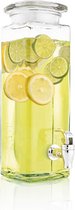 Drinks Dispenser Square Glass │with Tap │Retro Water Dispenser │Lemonade Dispenser │Juice Dispenser │Bowl (2.5 Litres)