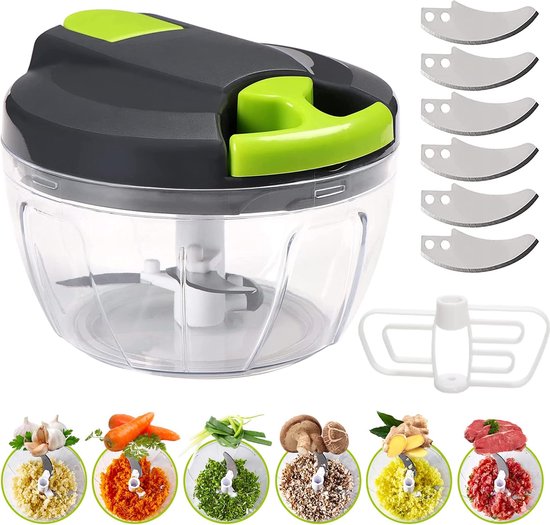 Mini Hachoir Manuel a 3 Lames Inox pour Fruits et Légumes Ail