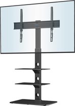 Support TV universel pour écrans plats incurvés LED OLED LCD Plasma de 30 à 70 pouces, support TV haut réglable en hauteur avec étagères en verre trempé à 3 couches jusqu'à 40 kg, charge max. VESA600x400mm