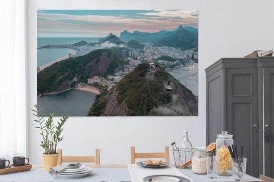 Paysage de montagne Rio de Janeiro toile 180x120 cm - impression photo sur toile peinture Décoration murale salon / chambre à coucher) / Villes toile Peintures XXL / Groot taille!