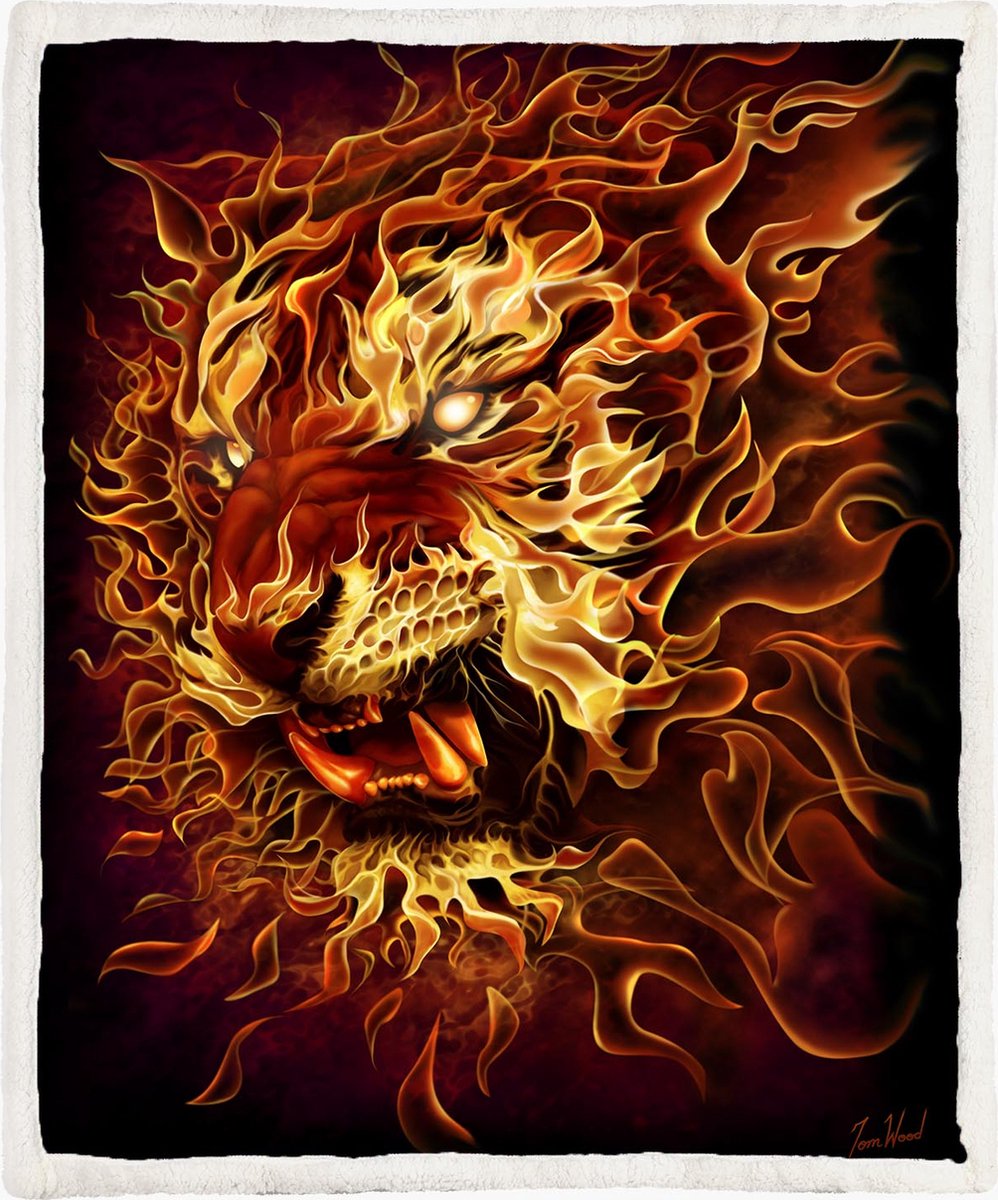 The Coloured House Tijger Fleece Deken 150*200cm Fire Tiger Multicolor