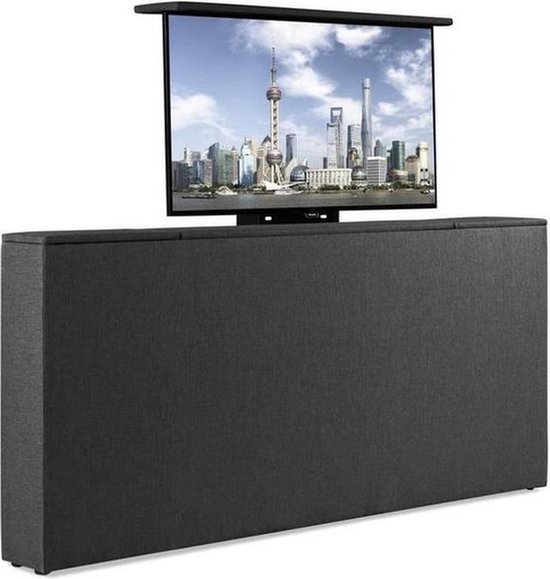 Bedonderdeel - BedNL TV-Lift Systeem in Voetbord - Max. 42 inch TV - 200 breed 85 Hoog 22 Breed- Lederlook Antracite