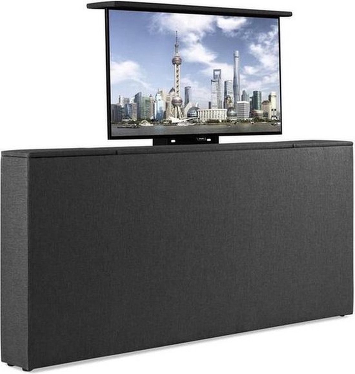 Bedonderdeel - BedNL TV-Lift Systeem in Voetbord - Max. 42 inch TV - 140 breed 85 Hoog 22 Breed- Lederlook Antracite