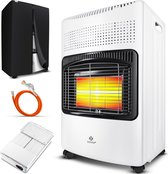 KESSER® keramische Gaskachel 4200 Watt Gas Verwarming inclusief gasdrukregelaar gasslang + beschermhoes - mobiele Kachel Gas Heater Terras Verwarmer butaan- of propaangasflessen tot 15kg - Wit