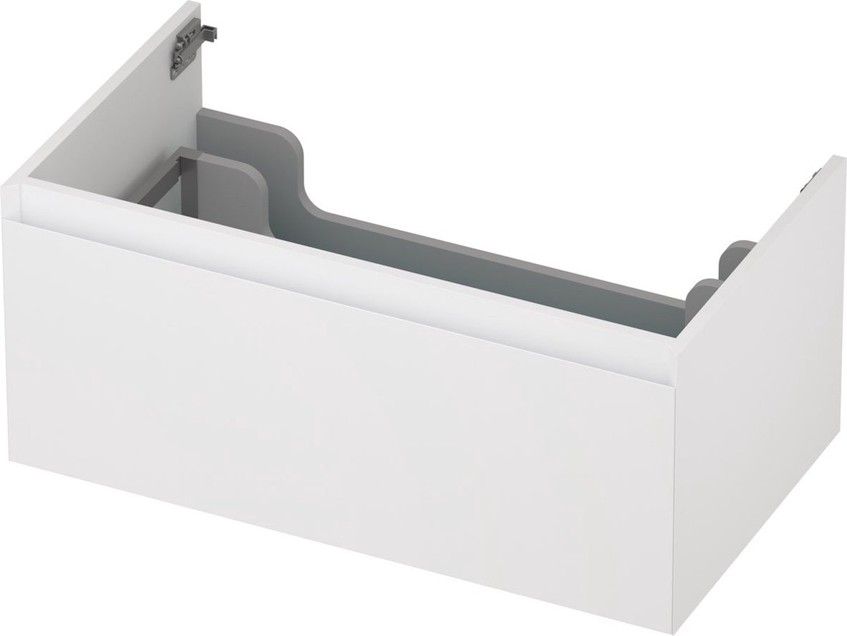 INK® wastafelonderkast 1 lade greeploos gelakt 80x45x35cm, mat wit