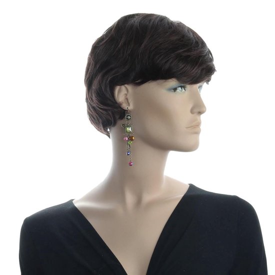 Behave Boucle d'oreille pendentif vintage couleur or avec pierres 8 cm