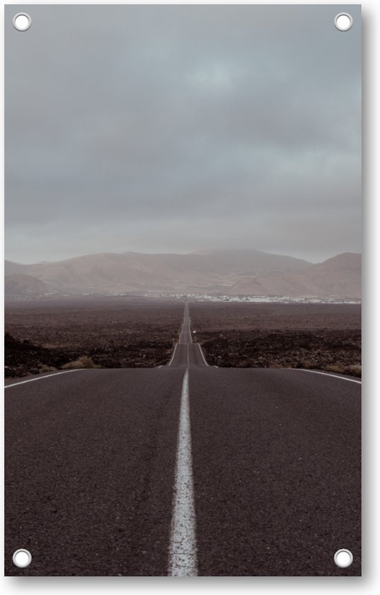 De Weg door Lanzarote - Op Reis door de Stilte - De Stille Snelweg - Tuinposter