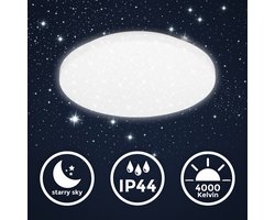 B.K.Licht - Badkamerverlichting - LED Plafondlamp - met ster decor - voor badkamer - IP44 -neutraal wit licht, Ø275 mm, Wit