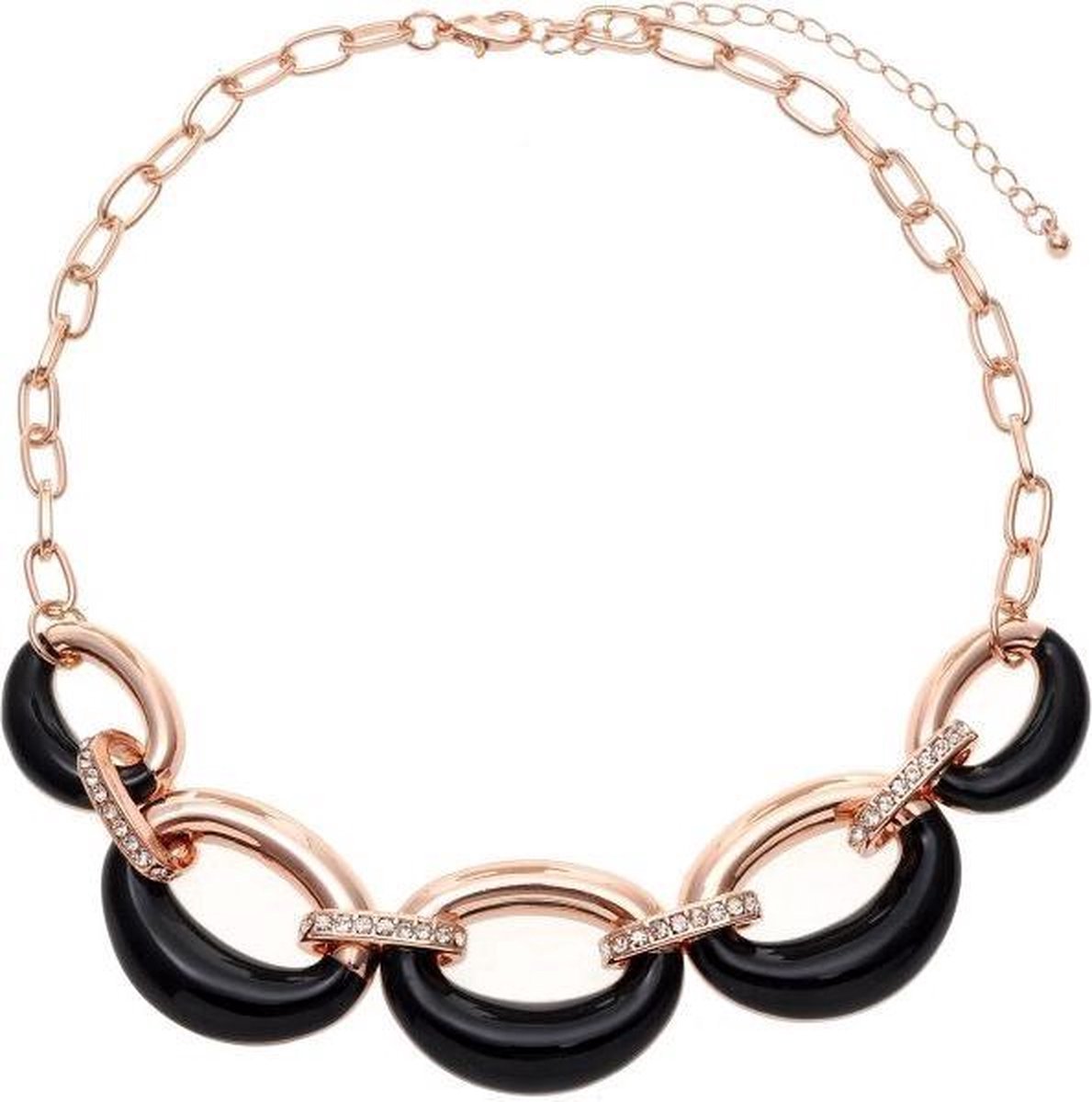 Behave - statement ketting rosékleur zwart dames - avondlook chique