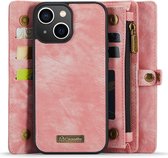 CaseMe 008 2-in-1 Book Case & Back Cover met Portemonnee - Geschikt voor iPhone 15 Hoesje - Pink