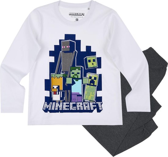 Allergie aantal Weerkaatsing Minecraft Pyjama - wit - Maat 128 | bol.com