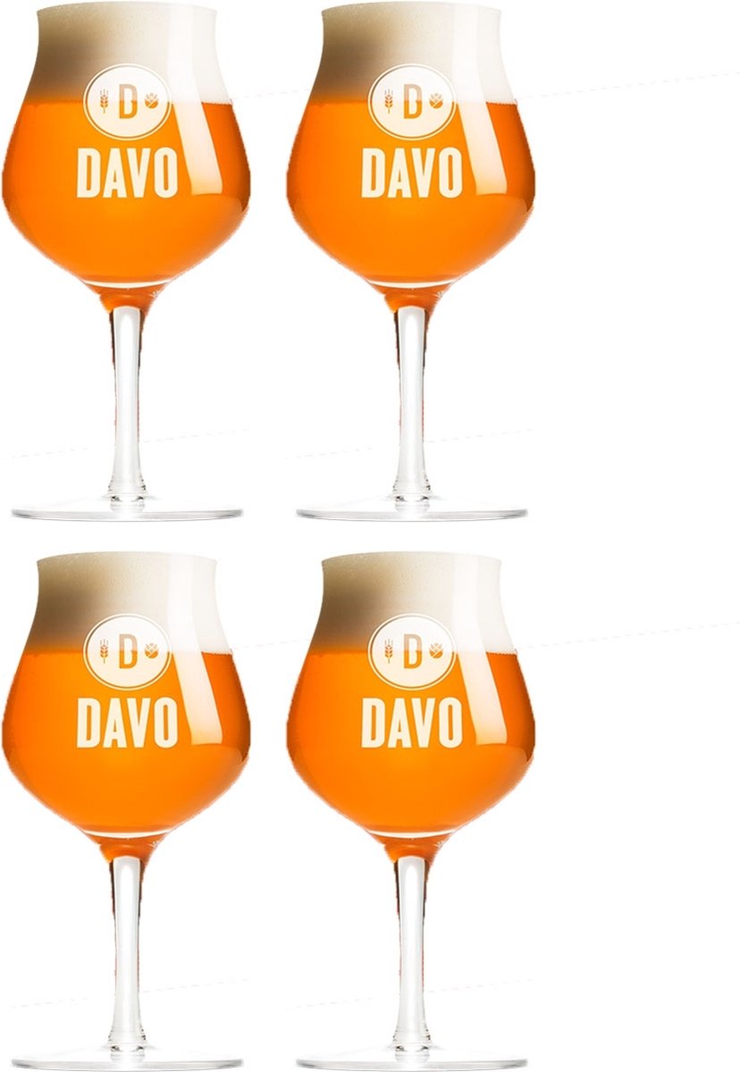DAVO Bierglas 25cl - Elegante Bierglazen Set - 4-Pack - Ideaal voor Speciaalbier - Niet Vaatwasmachinebestendig