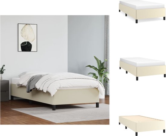 vidaXL Bedframe Crème Kunstleer - 203x103x35 cm - Ondersteunende poten - Bed