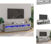 vidaXL TV-meubel LED-verlichting - Betongrijs - 75x35x40 cm - Opbergruimte - USB-aansluiting - Kast