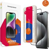 Accezz Screenprotector Geschikt voor iPhone 15 Pro Max - Accezz Triple Strong Full Cover Glass Screenprotector met bio applicator