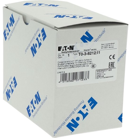 Eaton T0-3-8212/I1 Commutateur à cames 20 A 2 x 60 ° gris, noir 1 pc(s)