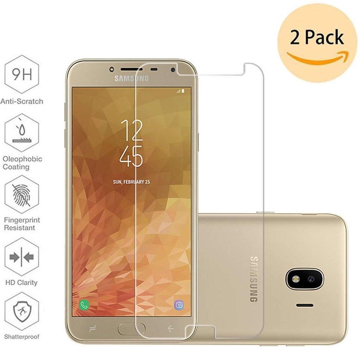 2 Stuks Pack Samsung Galaxy J4 (2018) Beschermglas Screen Protector / Tempered Glass Screen