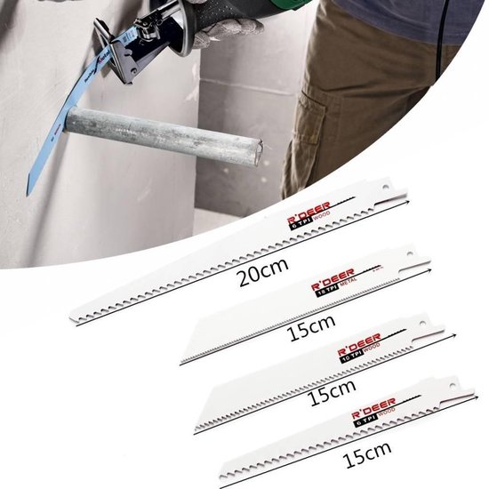 Hofftech Reciprozaagbladen - Diverse materialen - 150 mm en 200 mm - 4 stuks van Hofftech — afbeelding 4