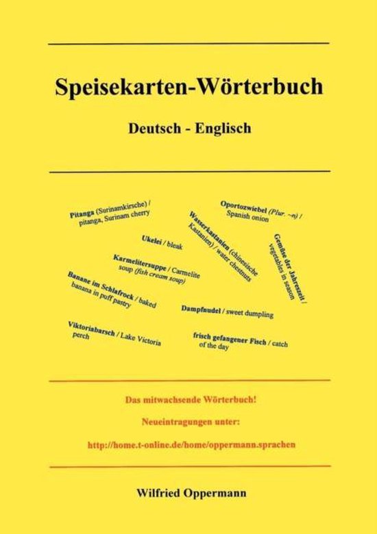 Speisekarten Wörterbuch Deutsch / Englisch - cover