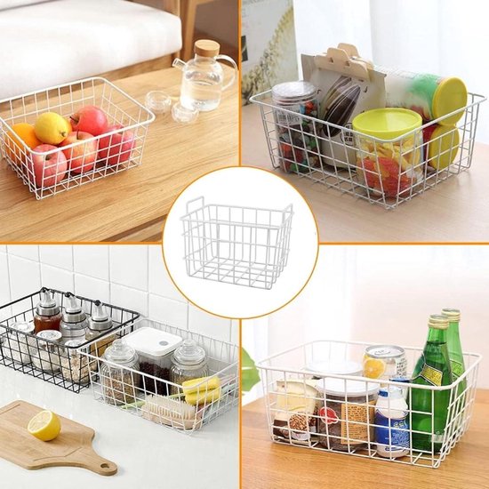 2Pcs Diepvriesmanden, Diepe Metalen Draadmand Organisator Bins met Handvatten voor Keuken, Pantry, Diepvries, Kast, Closets, Grote Huishoudelijke