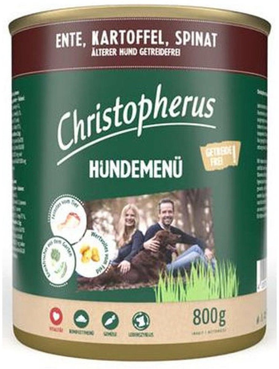 Christopherus Christopherus hondenmenu senior 6x800g - eend, aardappel