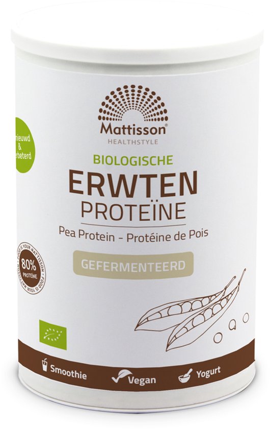 Mattisson - Biologische Erwten Proteïne Poeder - 80% Eiwitgehalte - Vegan Eiwit Supplement - 350 Gram