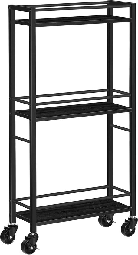 Doucherekje/badkamerrekje trolley - bamboe/wit - 3 lagen - 41 x 20 x 80 cm | Surprise winkel