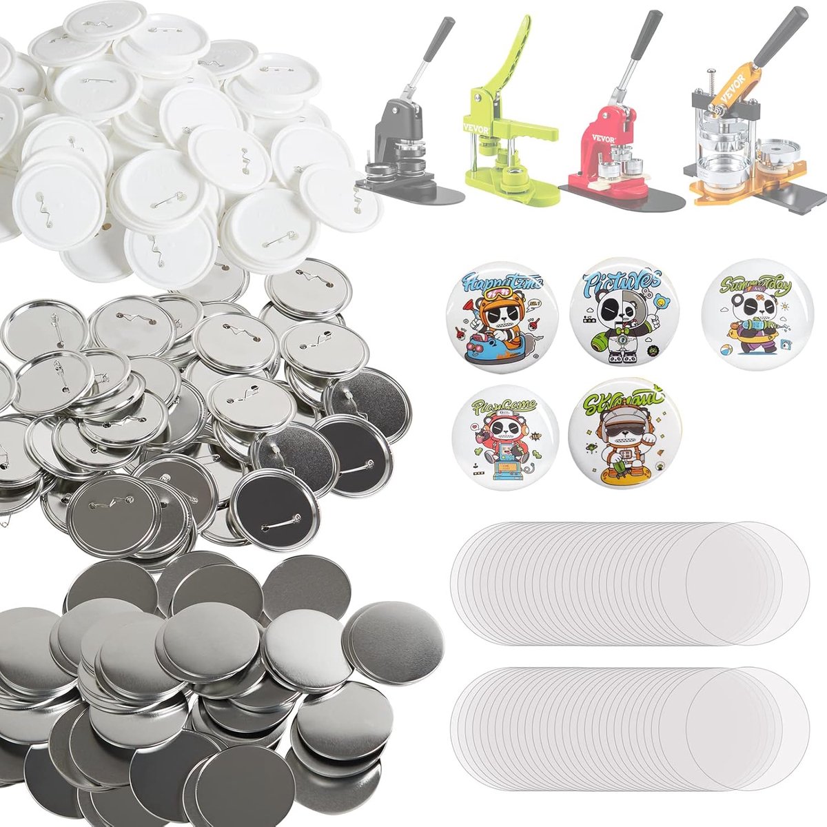 DIY Knopmachine Accessoires Set - 200 Knooponderdelen voor 75mm Badge Maker