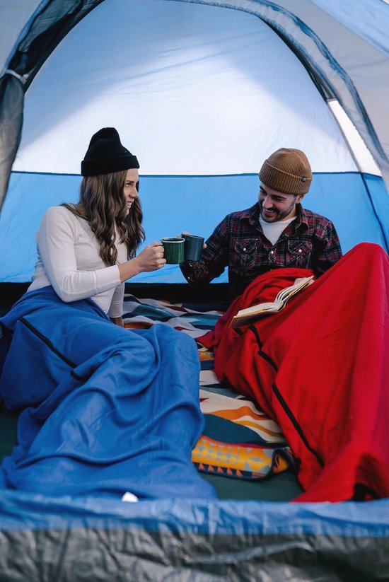 Fleece slaapzak - Zomerzak - Kamperen en reizen - Dubbel te ritsen - 190 x 81 cm - Rood — afbeelding 5