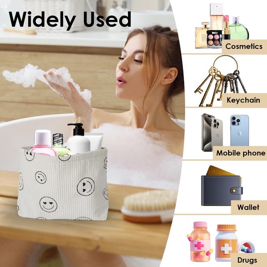 Mon ensemble de trousses de maquillage élégantes Ninki ® en trois pièces avec un Design souriant et une texture en velours côtelé