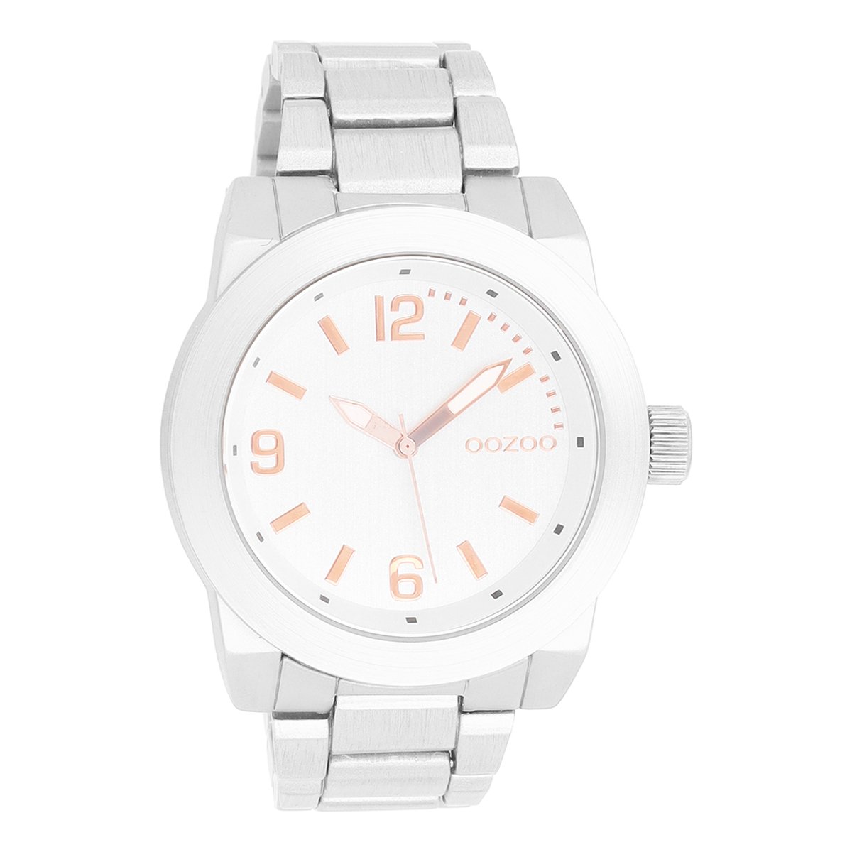 OOZOO Timepieces - Zilverkleurige horloge met zilverkleurige roestvrijstalen armband - C7521