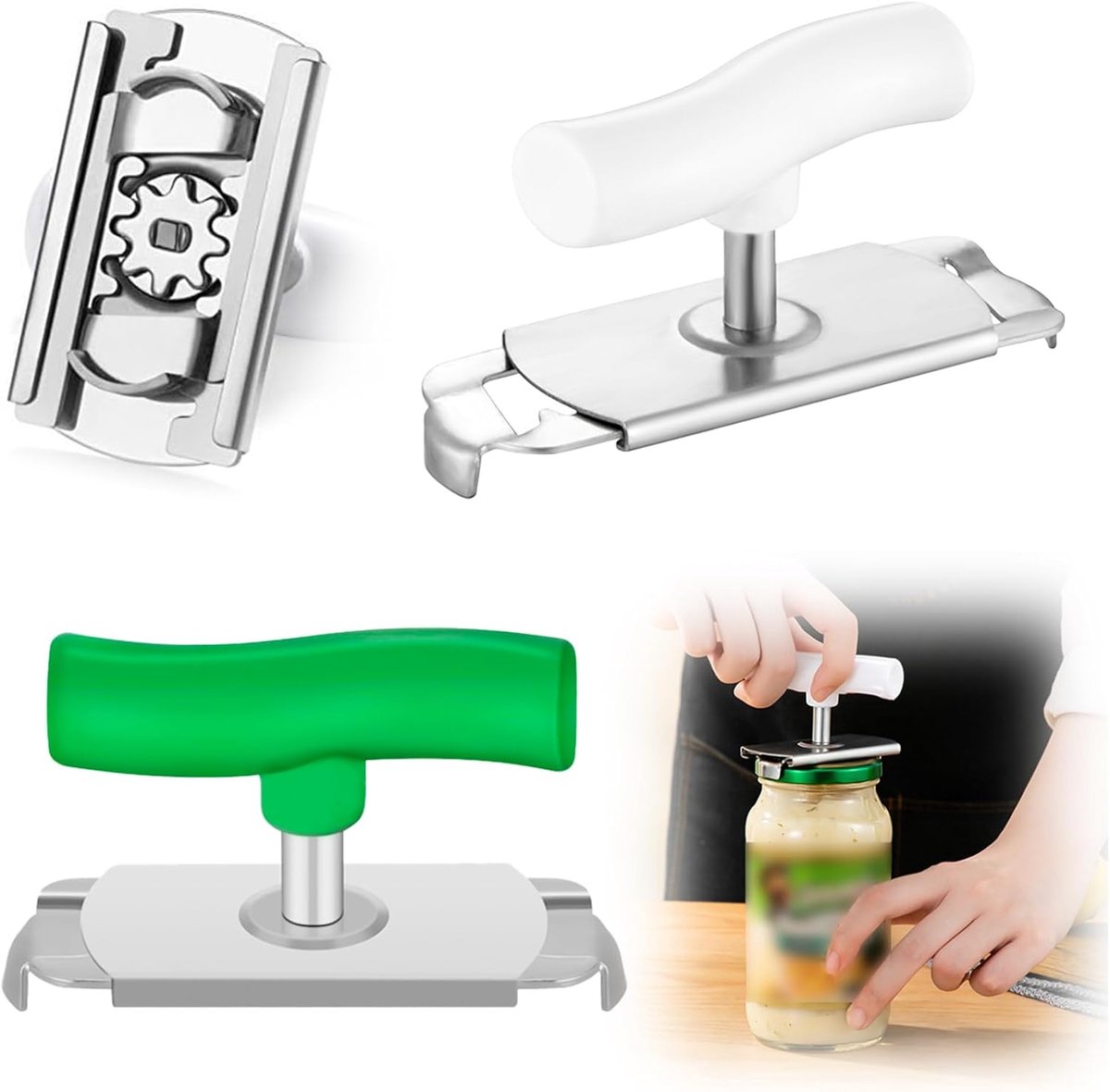Moeiteloze Blikopener voor Senioren - 2 Stuks Glasopener en Schroefdekselopener