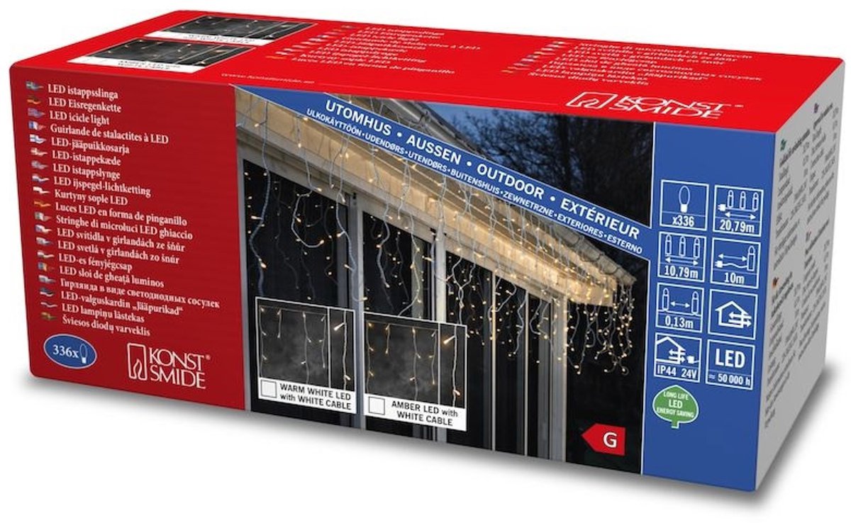 Lichtgordijn voor buiten - 336 LEDs - Extra warm wit - 11 meter - Kerstverlichting – foto 3
