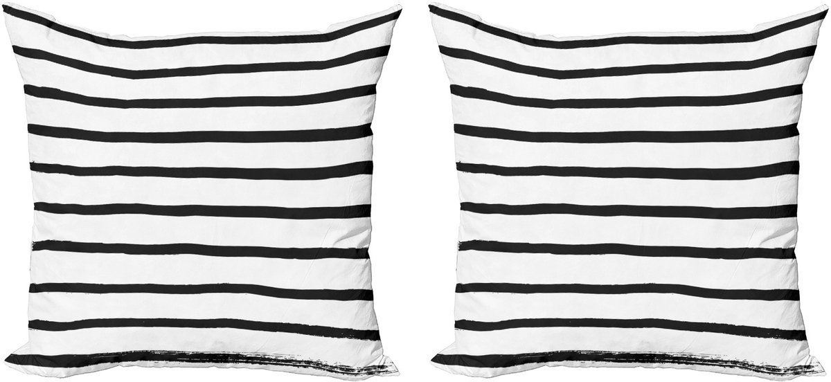 New Bed Kunst Minimalistische Penseelstreek Decoratieve Sierkussenhoes Set van 2 voor Bank Slaapkamer Woonkamer, 51cm x 51cm Gedrukte Kussenhoes Houtskoolgrijs